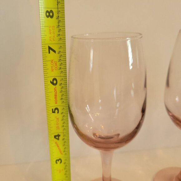 Set Of 3 Libbey Premier Vintage Pink Wine Glasses - Picture 5 of 5